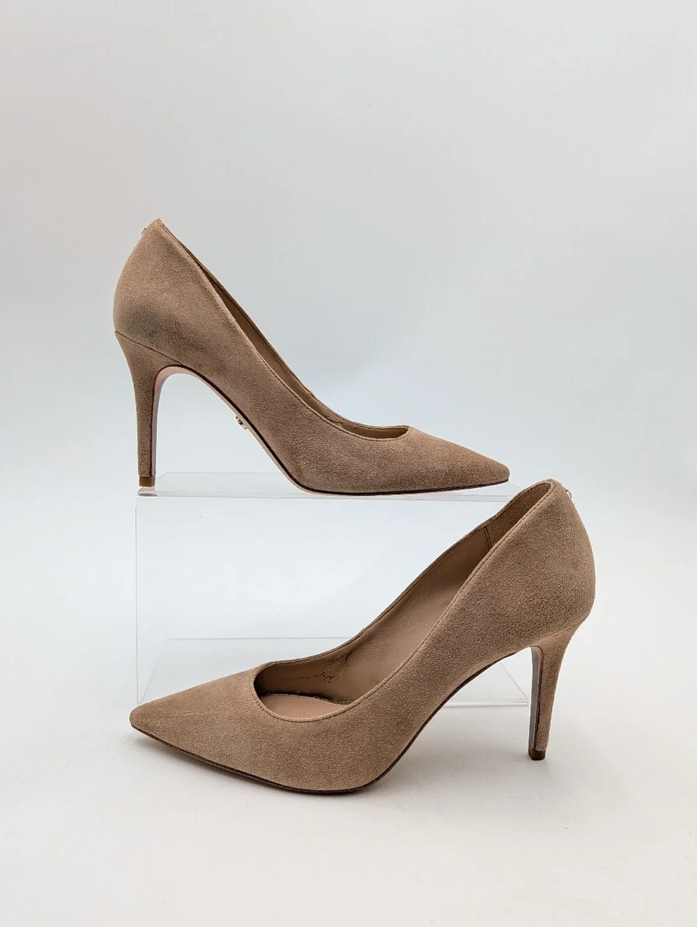 Sam Edelman Margie Sz 6 / EU 36 Suede Pointed Toe Stiletto Pump Warm Taupe Nude